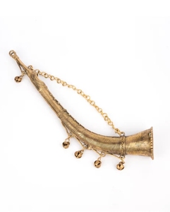 Instrumento Musical de Arte Dokra, Trompeta Todi, Adorno Colgante Dorado, Decoración Moderna para el Hogar - Product Image 4
