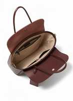 Sac fourre-tout élégant en cuir véritable marron vintage pour femme, minimaliste, avec fermeture éclair, résistant à l'eau, 7 pouces, pour le travail et les voyages
