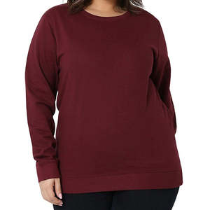 เสื้อสเวตเตอร์คอกลมแขนยาวของผู้หญิงเสื้อสวมหัวสีเบอร์กันดีกำหนดโลโก้และออกแบบเองได้2025 - Product Image 6