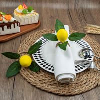 Anneau de serviette en plastique rond avec feuilles vertes artificielles pour la décoration de table de fête, mariage, dîner printemps-été