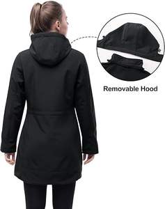 Chaqueta de lluvia Softshell impermeable larga para mujer, capucha transpirable, cortavientos con forro polar, ropa de carreras para automóviles y motocicletas - Product Image 6