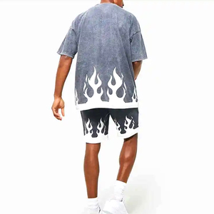 เสื้อยืดคอกลมพิมพ์ลายพัฟ3D สำหรับผู้ชายเสื้อยืดโอเวอร์ไซซ์แอซิดโชว์ไหล่สั่งทำโลโก้ได้ - Product Image 6
