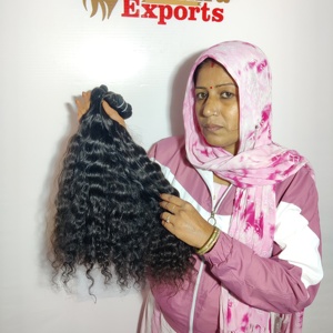 100% vente en gros machine double trame faisceaux bouclés naturels non transformés extensions de cheveux humains temple indien vierge - Product Image 3