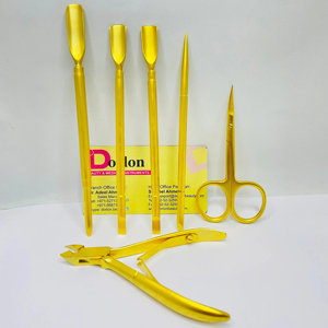 Professional Gold Plated Cuticle Nipper Stainless Steel Custom Logo Double Ended <b>Nail</b> Cuticle Pusher <b>Remover</b> With <b>Nail</b> Scissor - Product Image 1