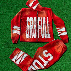 Wholesale Premium Quality 2026 Custom Distressed Applique Embroidery Cotton French Terry Acid Wash Streetwear <b>Tracksuit</b> For <b>Men</b> - Product Image 2