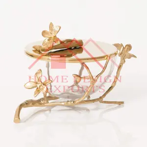 Bol en verre à insertion d'orchidée décorative, support de feuille Antique en or pour centres de Table/bol à Fruits de Table intérieur pour la décoration de la maison - Product Image 6