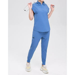 Uniforme médico Scrub Sets Mujeres Cordón Jogger Pantalones Ligero Azul - Product Image 4