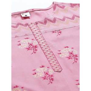 Ensemble Kurta droit en rayonne imprimée florale rose pour femme Kurta droite élégante avec pantalon pour garde-robe pour femme - Product Image 3