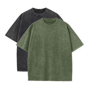 Top tendance hommes lavé à l'acide surdimensionné goutte épaule t-shirts poids lourd coupe ample t-shirts chemises 300 GSM - Product Image 6