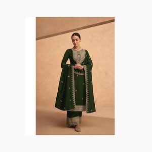 Designer moderne 2024 dames 3 pièces indien pakistanais soie Salwar costume haut prix de gros pour adultes lin coton Georgette - Product Image 2