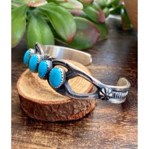 Bracelet manchette en argent sterling 925 avec turquoise Sleeping Beauty, bracelet de montre en argent sterling avec turquoise Sleeping Beauty, vente en gros - Product Image 4
