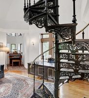 Escalier en colimaçon préfabriqué en fer moderne, durable et personnalisable avec rampe en fer forgé, escalier circulaire extérieur
