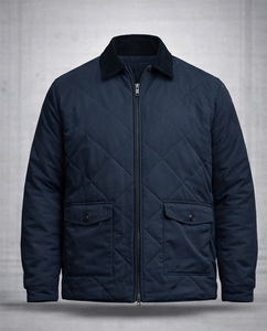 Men Premium Navy Blue Quilted Jacket Lightweight Padded Plus Size Winter <b>Coat</b> for Men Warm Insulated ZipUp Diamond <b>Stitch</b> Jacket - Product Image 3