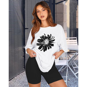Nuevo diseño, camisetas de manga corta, camisetas de algodón 100% de alta calidad para mujer, camisetas de moda informales con estampado Digital para mujer - Product Image 3