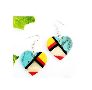 Artisanat de mode pour femmes Qualité Nacre Shell Drop Boucles d'oreilles Coeur coloré Design Cadeaux d'anniversaire de l'Inde - Product Image 3