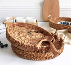 Bandeja Decorativa Moderna de Ratán, Hecha a Mano, Calidad Premium, Multiusos, Natural, para Uso Doméstico, Tradebyd - Product Image 6
