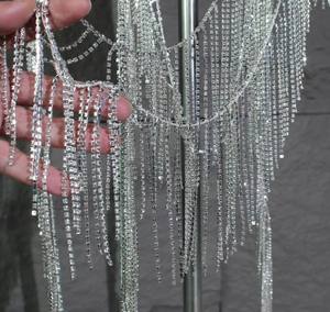 Garniture de franges longues à pampilles, garniture de franges de luxe en cristal, pompon en strass brillant, pompon de franges à perles lourdes pour fête - Product Image 3