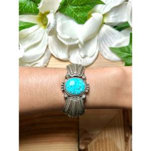Daniel Benally Kingman Turquoise & Sterling <b>Silver</b> <b>Cuff</b> <b>Bracelet</b> Cultural Collectible Jewelry - Product Image 5