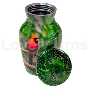 Boîte en velours gratuite Mini urnes souvenir en aluminium Cardinal rouge - Product Image 3