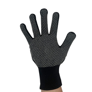 Gants de travail de jardin en maille de nylon et polyester de haute qualité 13G avec points en caoutchouc PVC mini, antidérapants - Product Image 1