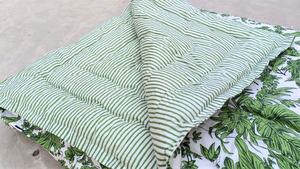 Cubrecama Acolchado de Algodón Orgánico Reversible Green Leaf Jaipuri Razai - Product Image 2