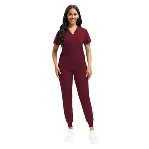 Combinaison d'infirmière multicolore à col en V et à manches courtes pour femmes, vêtements de travail médicaux avec pantalon pour propriétaires d'animaux domestiques, accessoires inclus - Product Image 5