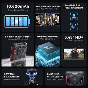 Fossibot f101p gồ ghề điện thoại thông minh 10600mAh pin 4GB + 64GB 24MP điện thoại di động loa lớn IP68/ip69 không thấm nước điện thoại di động - Product Image 3