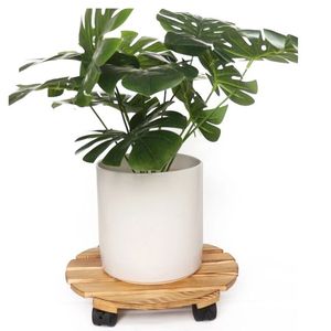12 pouces rond bois plante Caddy avec roues usine prix de gros fleur plante - Product Image 3