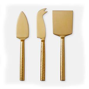 Esparcidor y rebanador de acero inoxidable, mango dorado pulido, redondo, largo, chapado en oro, queso, mango de mármol blanco - Product Image 6