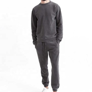 Conjunto Deportivo de Felpa de Algodón Ecológico para Hombre, Color Sólido, Sudadera con Cuello Redondo, Pantalones Jogger con Cordón, Ropa Casual de Invierno - Product Image 1
