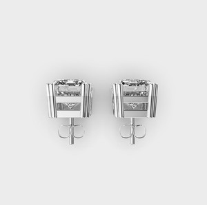 IGI Certified Lab Grown Emerald Cut Diamond Stud <b>Earrings</b> <b>Solid</b> 925 Sterling <b>Silver</b> Solitaire Diamond <b>Earrings</b> - Product Image 4
