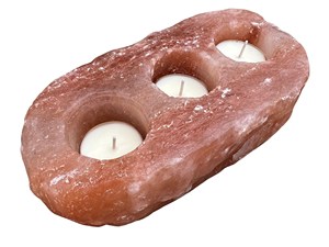 Lámpara de sal del Himalaya de forma natural con portavelas de cristal de 3 agujeros, decoración náutica tallada ecológica para el hogar, estilo de amor - Product Image 2