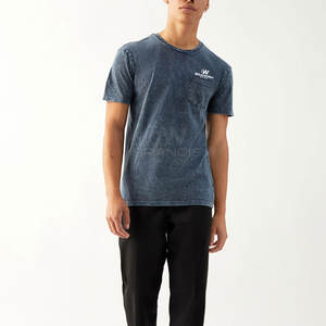 Camiseta de alta calidad de manga corta 100% algodón para hombre, camiseta de lavado ácido, Camiseta holgada con logotipo personalizado impreso para hombre - Product Image 4