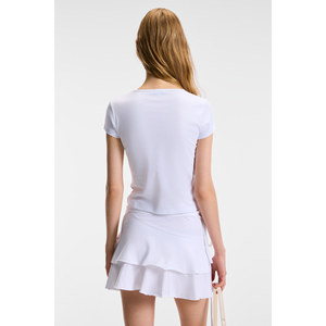 ETHIQUET SARELIN Mini-jupe à volants et à nouer sur le côté pour femme - Product Image 4