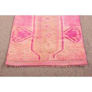 Tapis turc Herki vintage rose en laine écologique de 2,9 x 11,5 pieds, style sud-ouest, avec patchwork et support en latex - Product Image 5