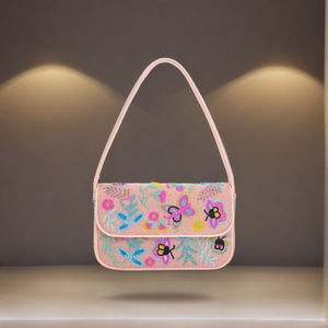 Bolso de Mano de Moda para Fiesta de Noche, Bordado por Diseñador, Hecho a Mano, con Cuentas Florales, Mini Bolso de Hombro, Acabado Premium - Product Image 4