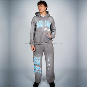 Fabricante personalizado Y2K DTF impresión invierno mejor sol desteñido ácido lavado 100% algodón chándal apilado Jogger conjunto Unisex chándal - Product Image 5