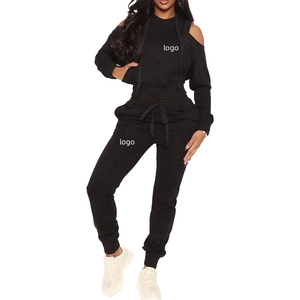 Conjunto Deportivo para Mujer, Personalizable, Cómodo, de Alta Calidad, Pantalones Deportivos y Top Corto con Capucha, 2 Piezas, Hombros Descubiertos - Product Image 3