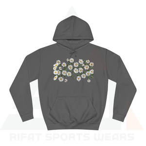 Sweats à capuche pour femmes de qualité supérieure, broderie 3D, coton écologique mélangé, fleur de marguerite blanche, streetwear surdimensionné, haute qualité - Product Image 2