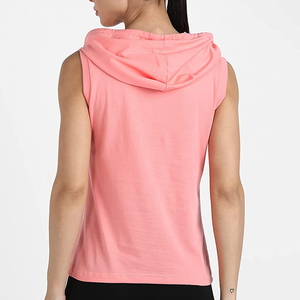 Camiseta con logotipo personalizado para mujer, camiseta sin mangas deportiva informal de verano para Fitness, transpirable, de secado rápido, elástica, para gimnasio, sin mangas, con capucha - Product Image 2