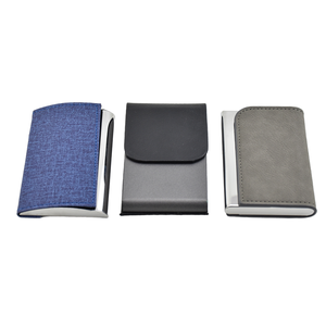 Custom Design Stainless Steel Metal Leather Cover Business Name Card Holder for Promotional Gift
