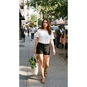 Pantaloncini da donna a vita alta con tasche utility in spandex, logo personalizzato, fantasia trendy, stile gonna-pantalone - Product Image 4