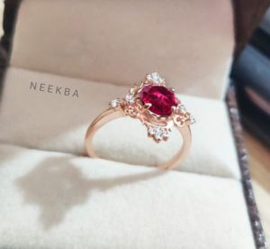 Round Cut Lab-Grown Ruby <b>Ring</b> in 10K Solid <b>Gold</b> Unique <b>Vintage</b> Engagement <b>Ring</b> with Metal Tone/Purity Change Options - Product Image 5