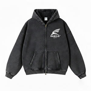 เสื้อฮู้ดกันหนาวแบบสั่งทำพิเศษสำหรับผู้ชาย รุ่นปี 2026 แฟชั่นไซส์ XS ผ้าคอตตอนผสม ซิปติดลายตัวอักษร - Product Image 2