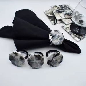 Set of 5 resin <b>napkin</b> <b>rings</b> in beautiful artisan patterns for wedding table settings and premium holiday dinner decor - Product Image 2