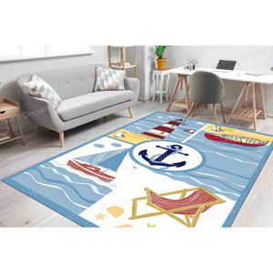 Alfombra Estampada Sea World: Diseño Náutico, Fácil de Limpiar, Antideslizante, Alfombra de Terciopelo de Lujo - Product Image 1