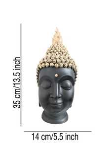Statue de tête de bouddha en polyrésine noir et or de style traditionnel mobile et pour la décoration intérieure espace de méditation ou cadeaux spirituels - Product Image 2