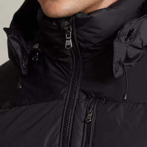 Men Casual Woven <b>Jacket</b> Stand Collar Winter Zipper Waterproof Hooded <b>Quilted</b> Puffer Coat Solid <b>Pattern</b> Front Logo Supplier - Product Image 6