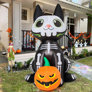 5 FT <span class=keywords><strong>Halloween</strong></span> Black <span class=keywords><strong>Cat</strong></span> Aufblasbare, aufblasbare schwarze Katze mit Kürbis Outdoor <span class=keywords><strong>Halloween</strong></span> Dekoration Abstand mit LED-Lichtern - Product Image 3