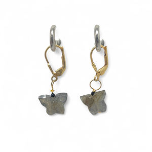 Boucles d'oreilles sculptées en papillon avec pierres précieuses naturelles Boucles d'oreilles pendantes en argent sterling pour femmes Cadeaux de bijoux faits à la main - Product Image 4